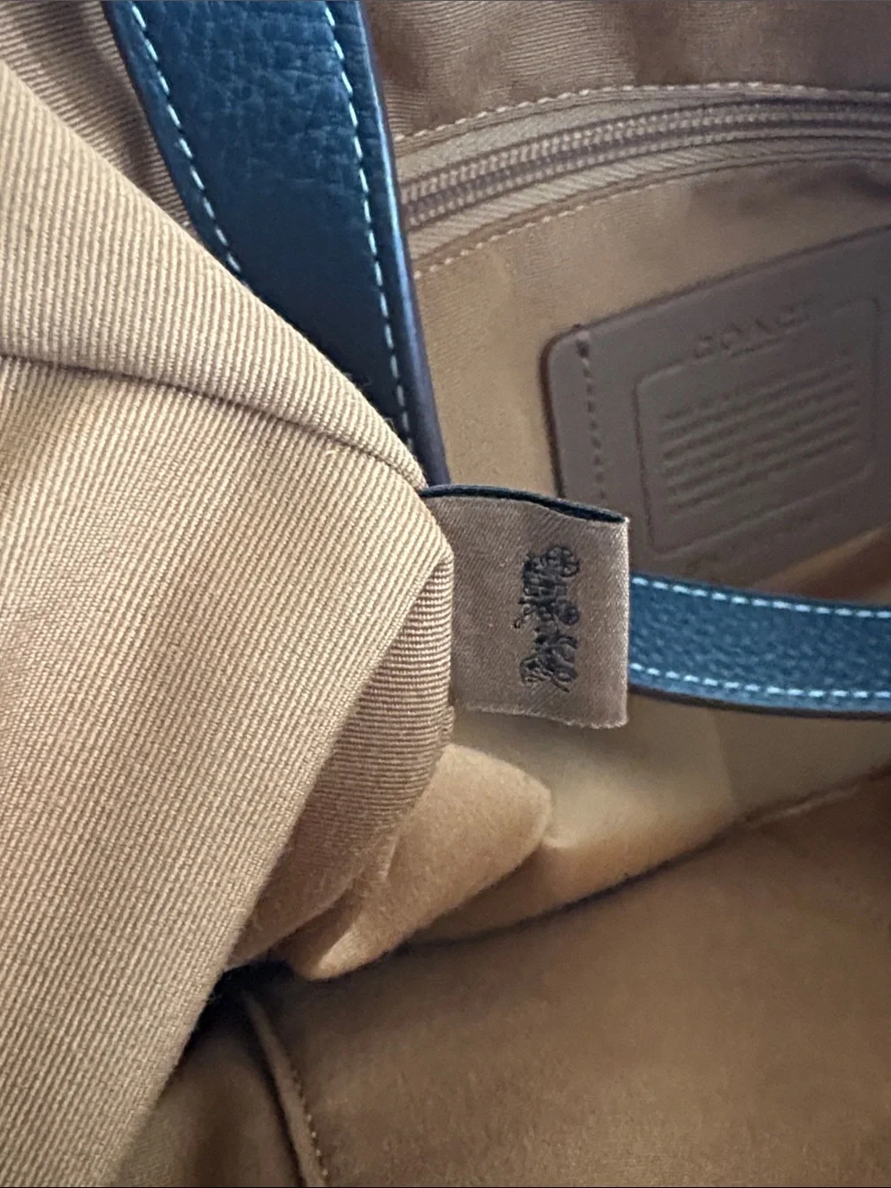 Coach Hudson Double Handle Tote Chambray Denim Leather Tote CH827